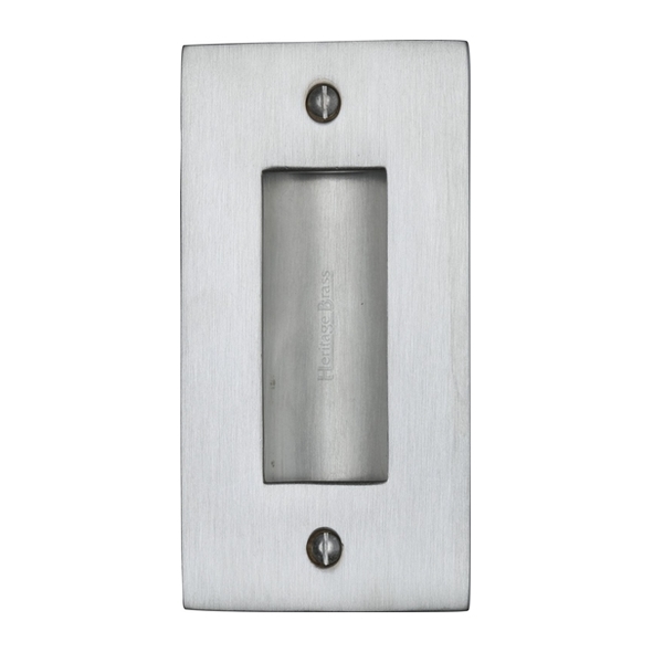 C1820 4-SC • 102 x 52mm • Satin Chrome • Heritage Brass Heavy Traditional Rectangular Flush Pull